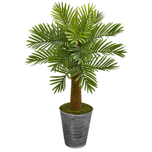 40” Robellini Palm Artificial Tree in Designer Tin Planter