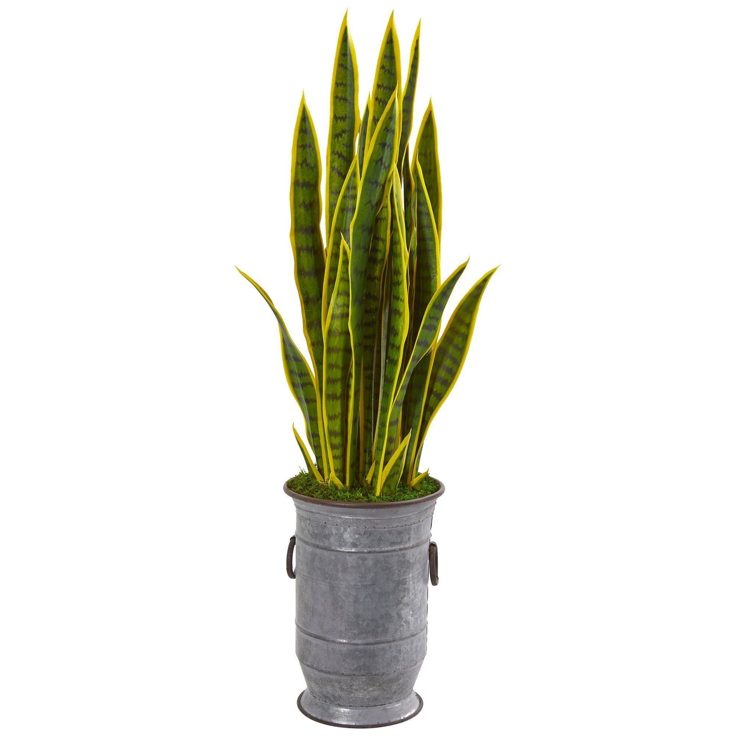 40” Sansevieria Artificial Plant In Metal Planter Nearly Natural 