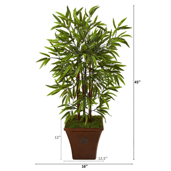 45” Bamboo Artificial Tree in Brown Planter | Nearly Natural
