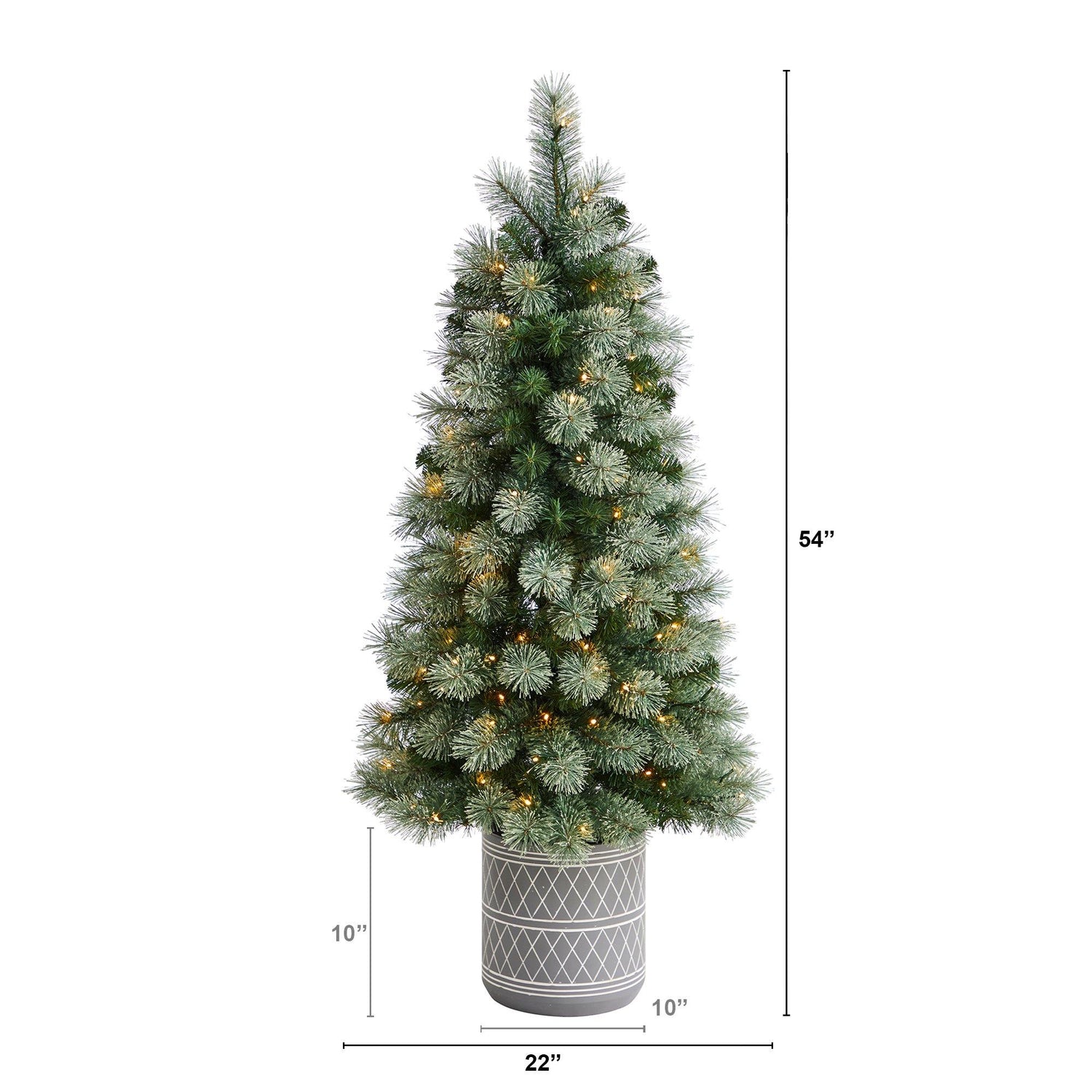 4.5’ Nova Scotia Artificial Christmas Tree in Engraved Geometric Stone Planter