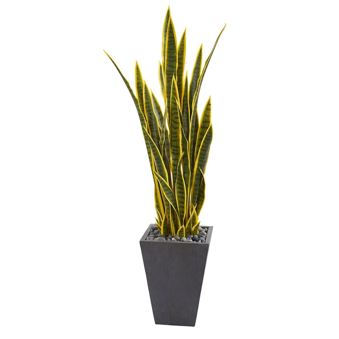 4.5’ Sansevieria Artificial Plant in Slate Planter | Nearly Natural