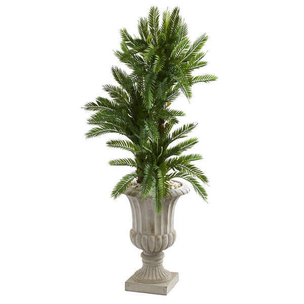 4.5’ Triple Cycas Artificial Plant in Urn | Nearly Natural