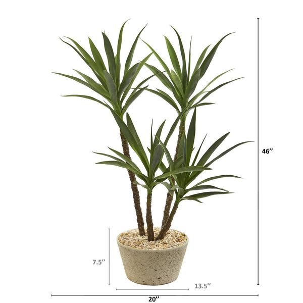 46” Yucca Artificial Plant in White Planter