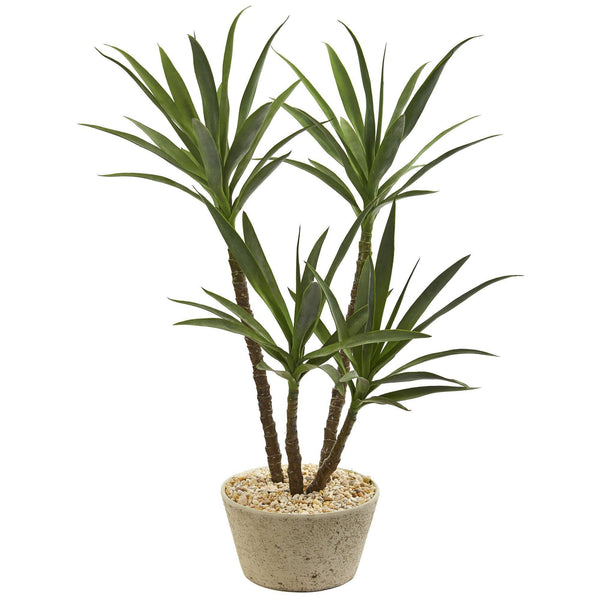 46” Yucca Artificial Plant in White Planter