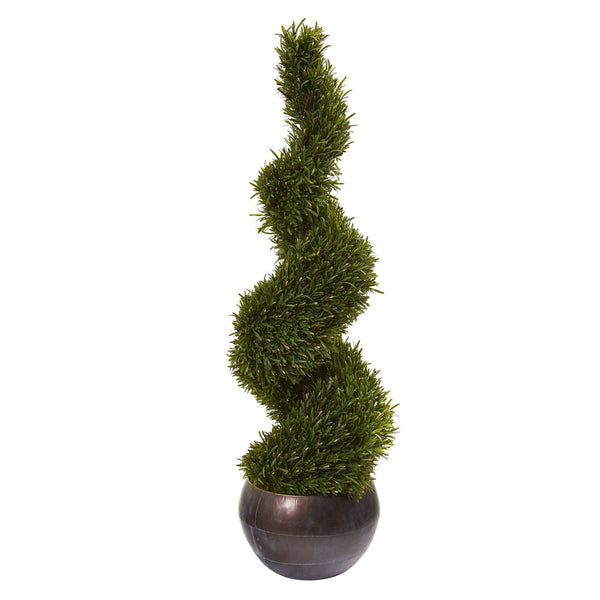 49” Rosemary Spiral Topiary Artificial Tree in Bowl (Indoor/Outdoor)