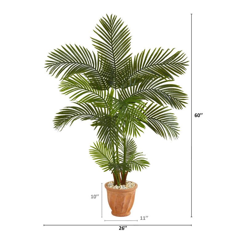 5’ Areca Palm Artificial Tree in Terra-Cotta Planter | Nearly Natural