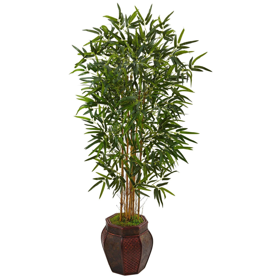 5’ Bamboo Tree in Weave Design Planter | Nearly Natural