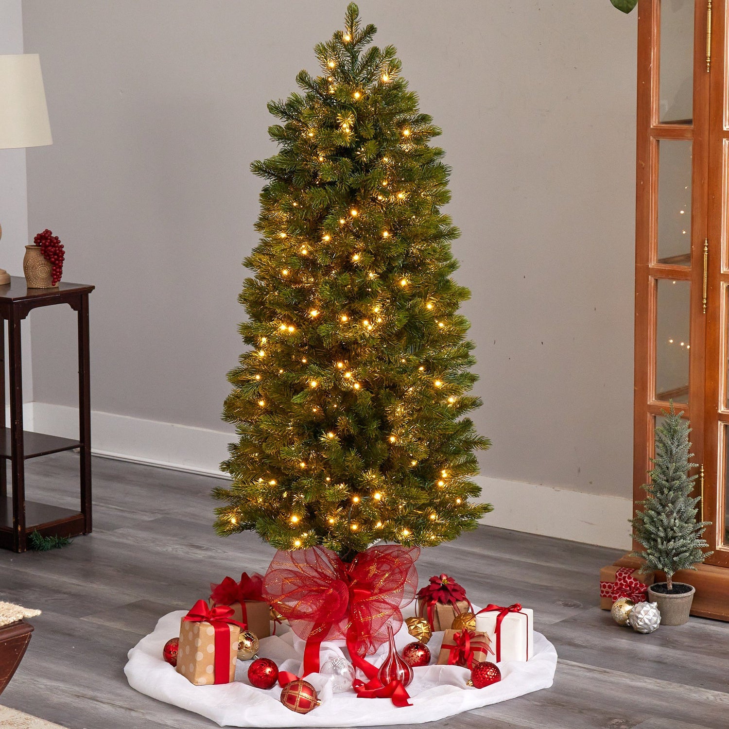 6.5' Slim Colorado Mountain Spruce Artificial Christmas Tree with