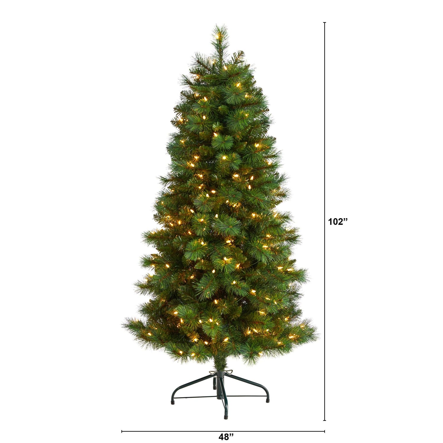 5’ Slim West Virginia Mountain Pine Christmas Tree with 200 Clear Lights and 467 Bendable Branches