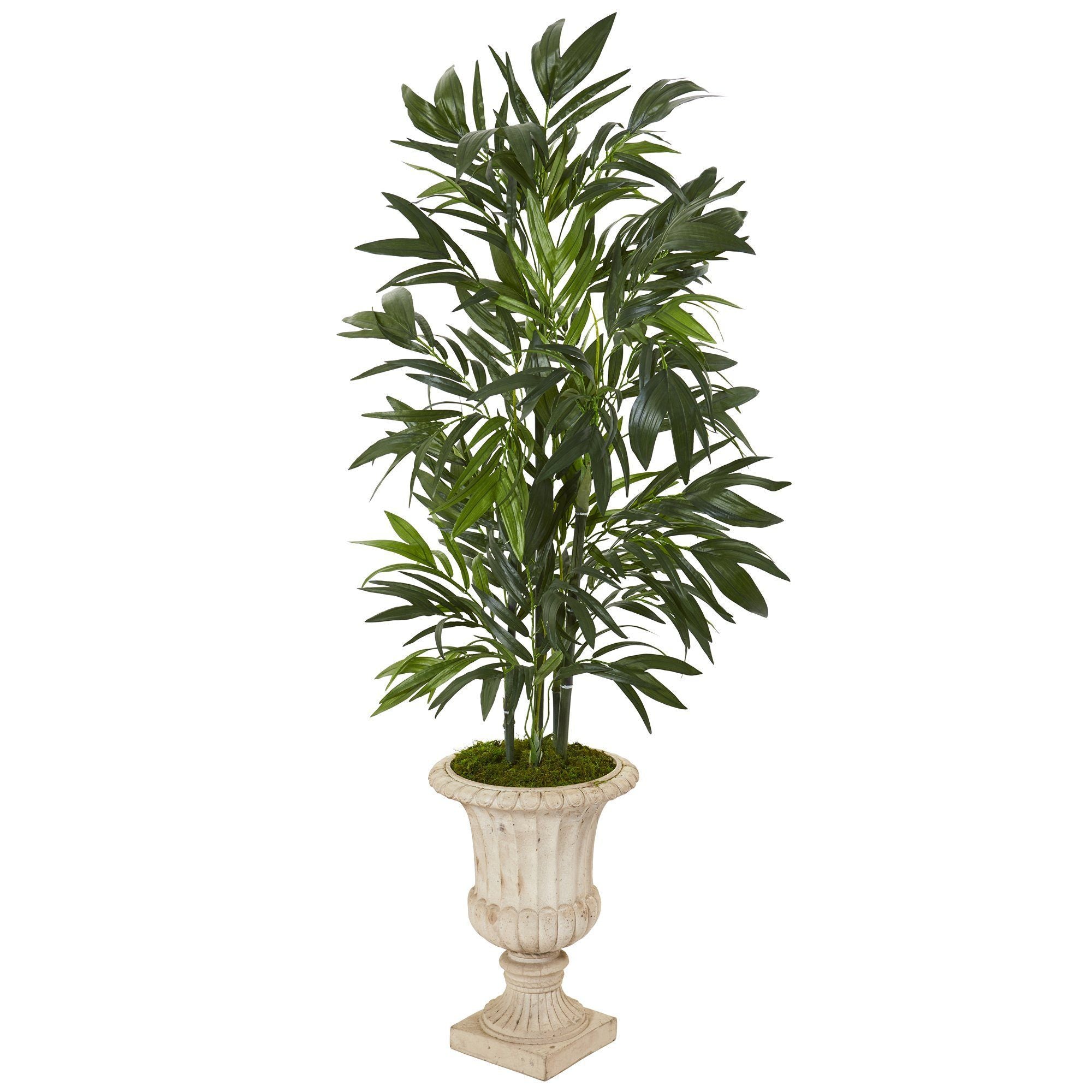 51” Bamboo Palm Artificial Tree in Sand Finished Urn | Nearly Natural