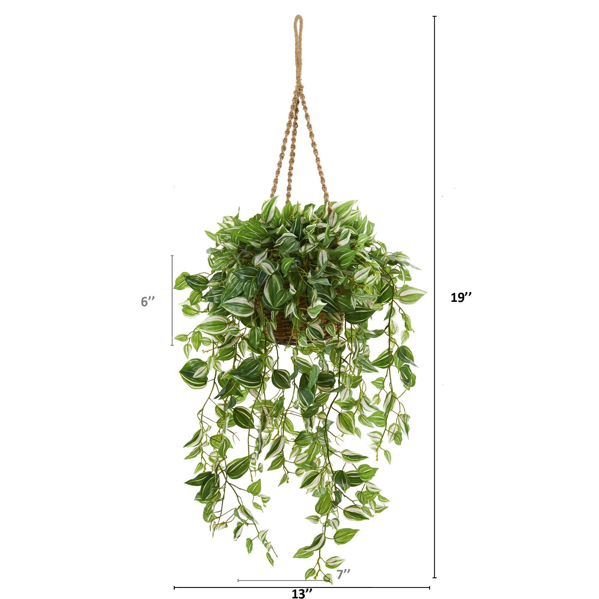 51” Wandering Jew Artificial Plant in Hanging Basket (Real Touch ...