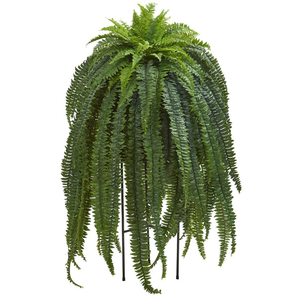 52” Boston Fern Artificial Plant in Black Stand Planter