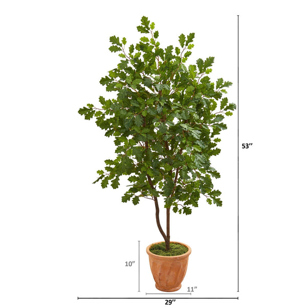 53” Oak Artificial Tree in Terra-Cotta Planter