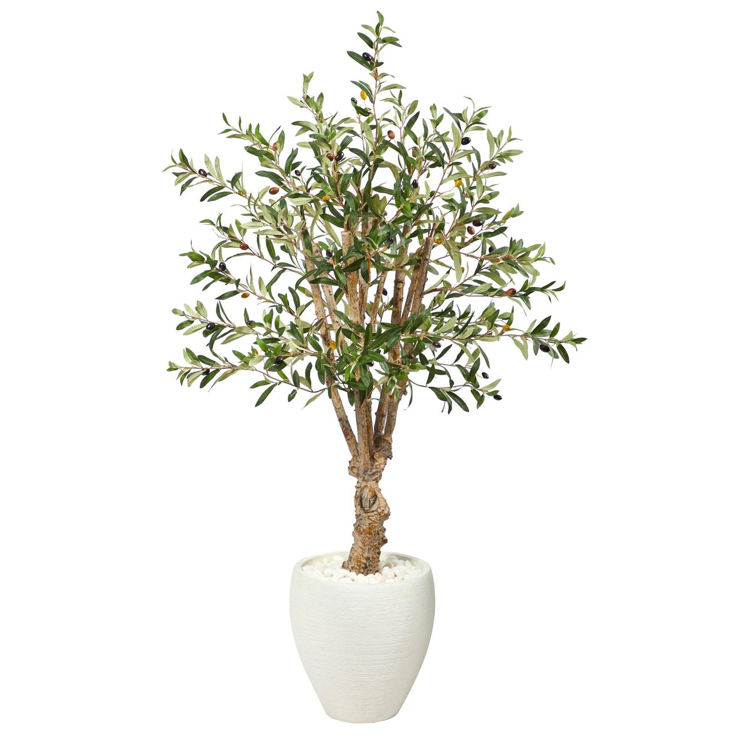 53” Olive Artificial Tree in White Planter