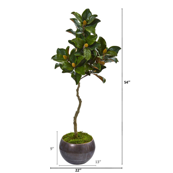 54” Magnolia Artificial Tree in Metal Bowl