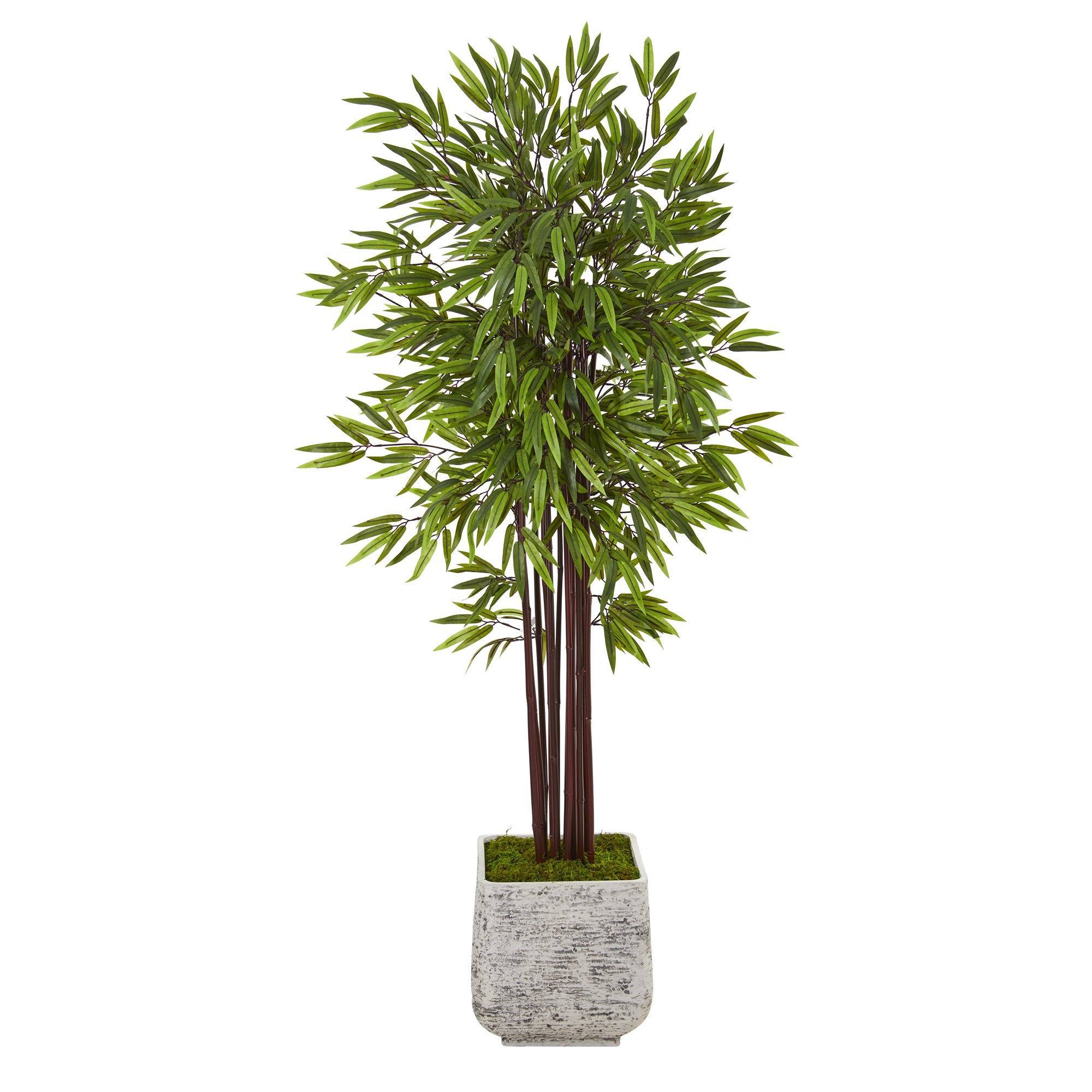 5.5’ Bamboo Artificial Tree in White Planter | Nearly Natural