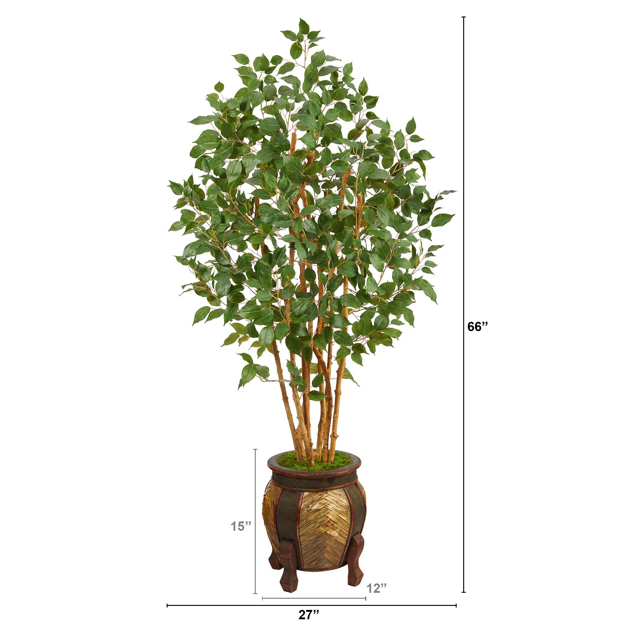 5 Ft Nearly Natural Ficus Artificial Tree fashion with Curved Trunk