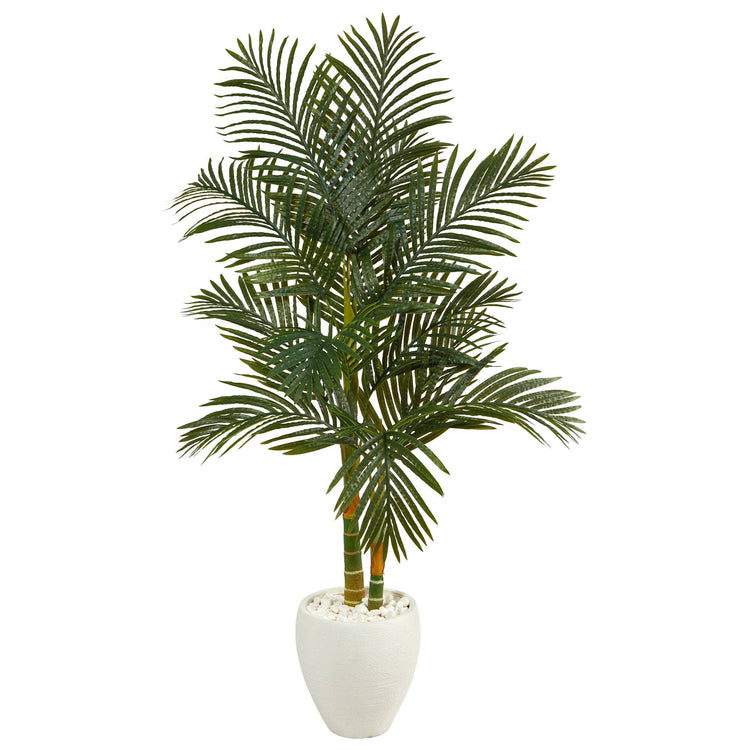 55 Golden Cane Artificial Palm Tree In White Planter Nearly Natural 5453