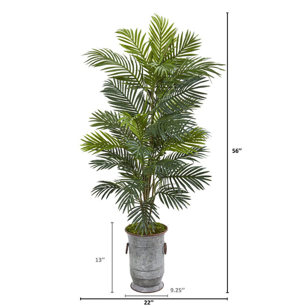 56” Areca Palm Artificial Plant in Metal Urn