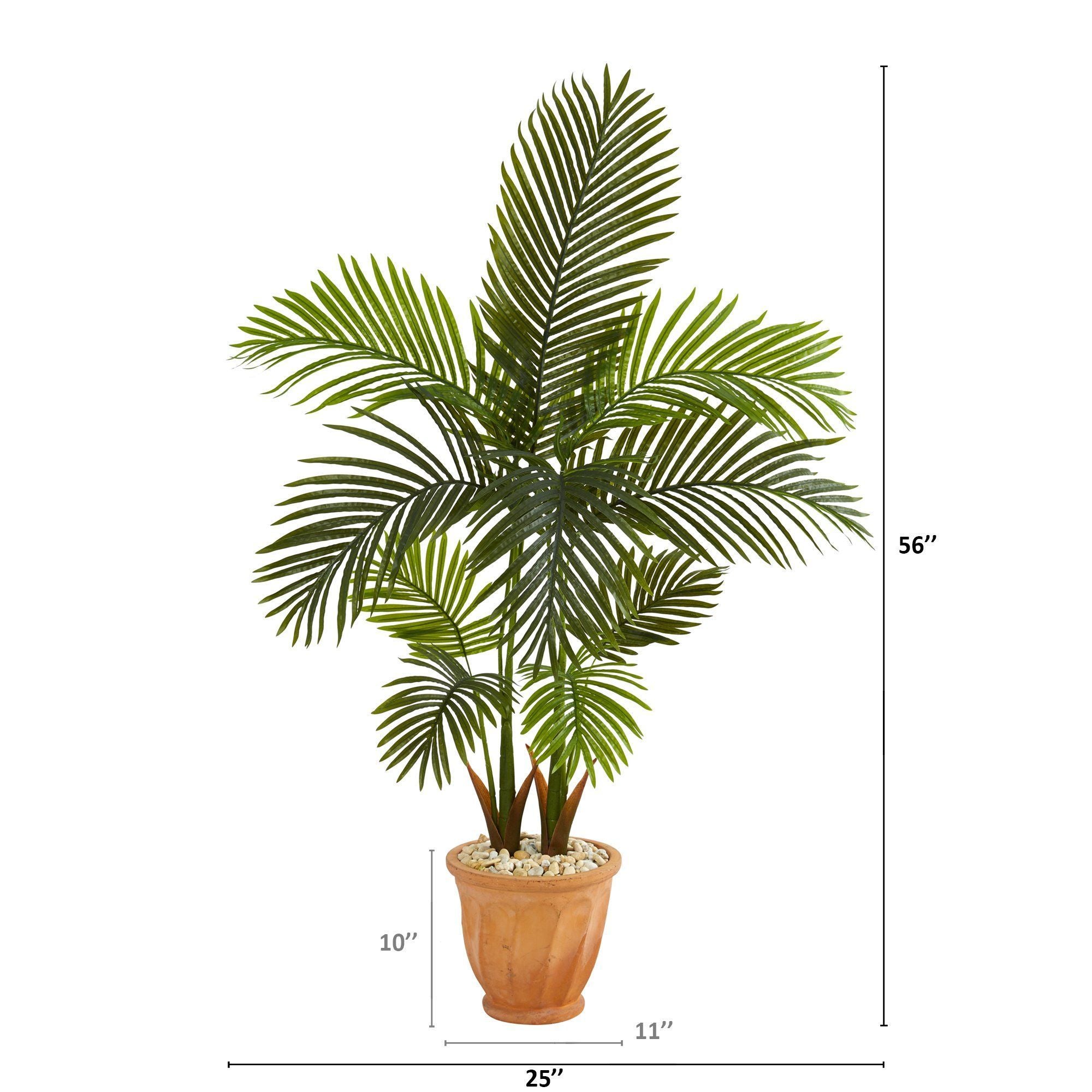 56” Areca Palm Artificial Tree in Terra-Cotta Planter | Nearly Natural