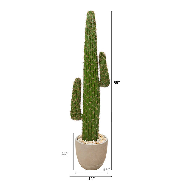 56” Cactus Artificial Plant in Sandstone Planter