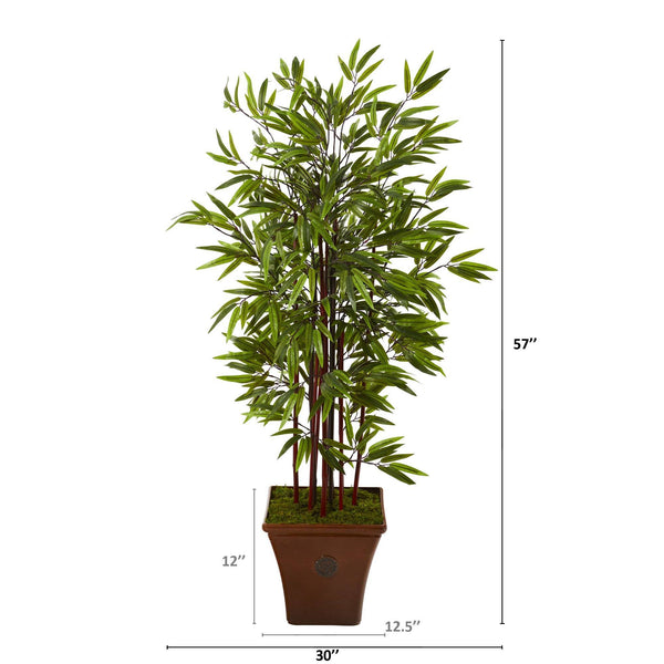 57” Bamboo Artificial Tree in Brown Planter | Nearly Natural