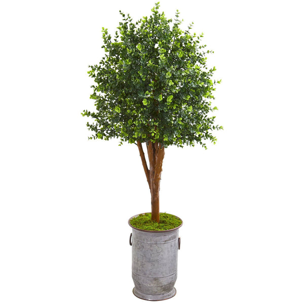 57” Eucalyptus Artificial Tree in Metal Planter (Indoor/Outdoor)