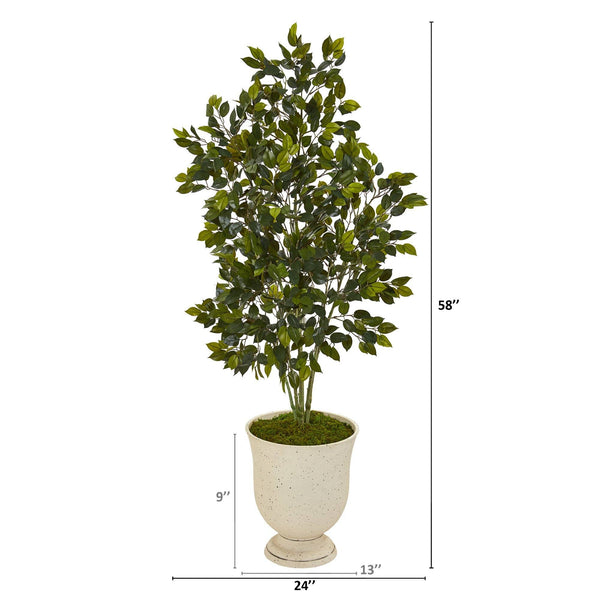 58” Ficus Artificial Tree in Decorative Urn | Nearly Natural