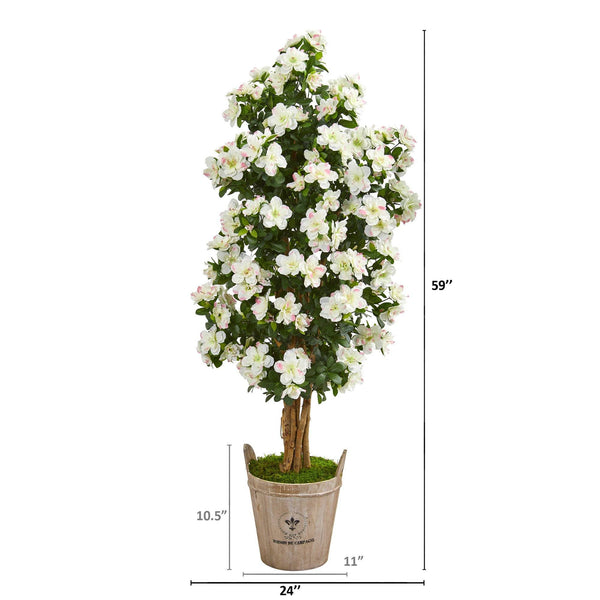 59” Azalea Artificial Tree in Farmhouse Planter