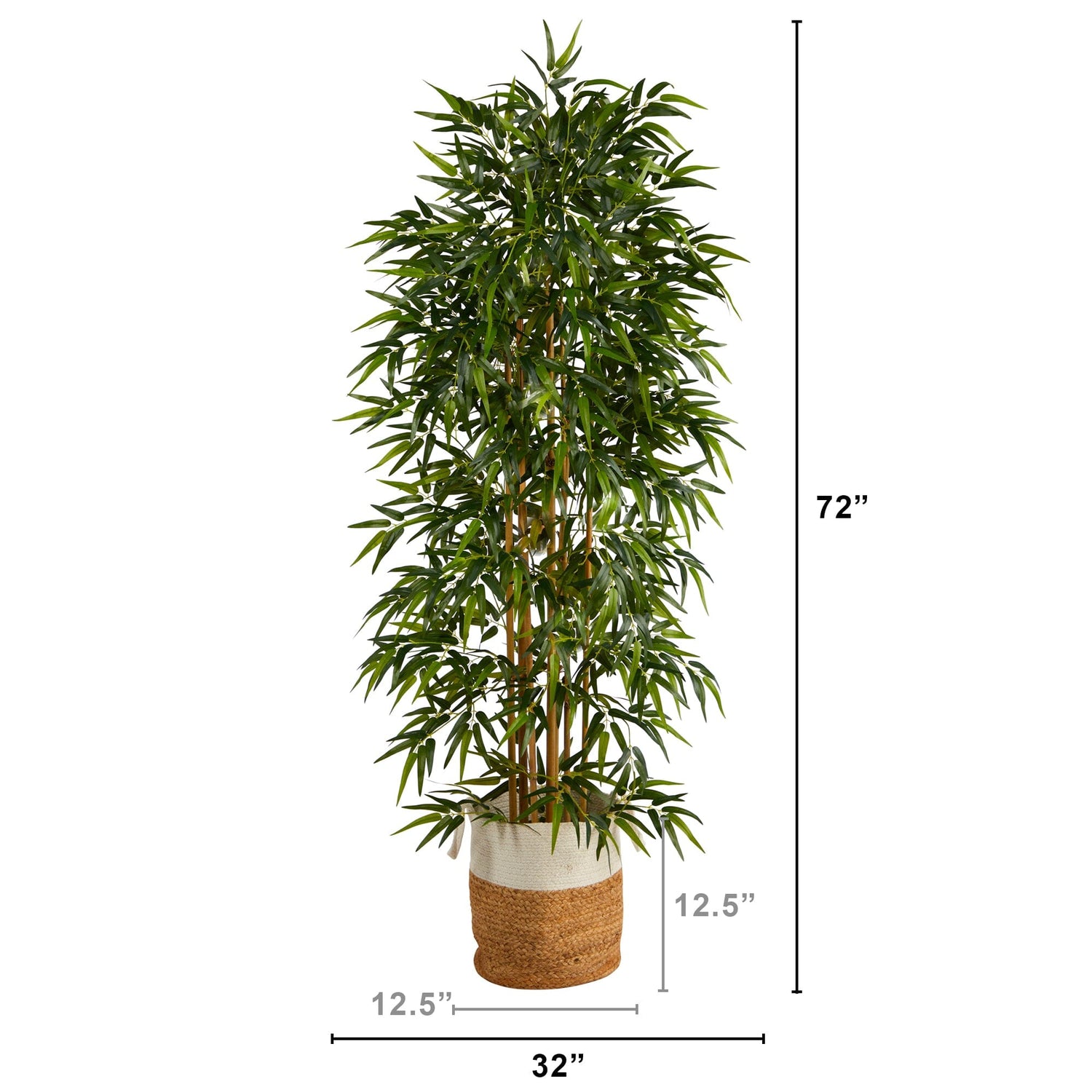 Nearly Natural T3055 6 ft. Artificial Bamboo Tree with Handmade Jute & Cotton Basket, Green