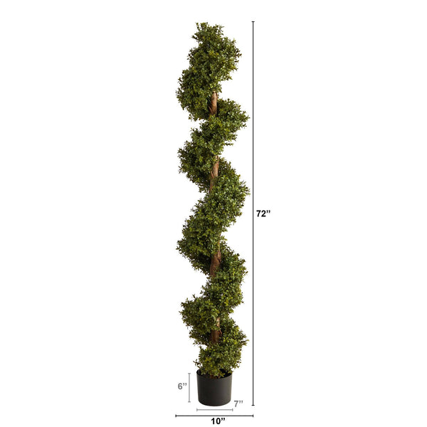 6’ Boxwood Topiary Spiral Artificial Tree (Indoor/Outdoor)