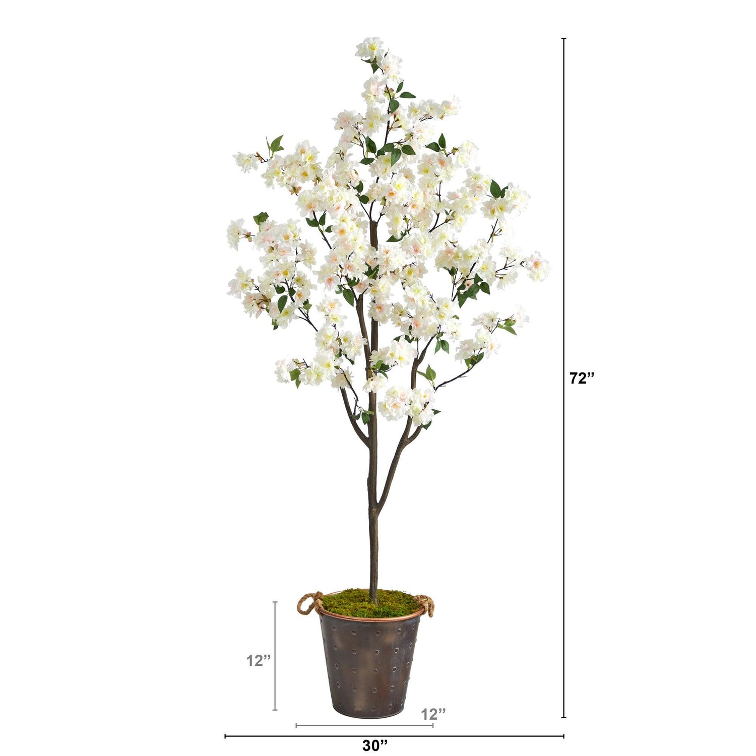 6' Cherry Blossom Artificial Tree in Decorative Metal Pail with
