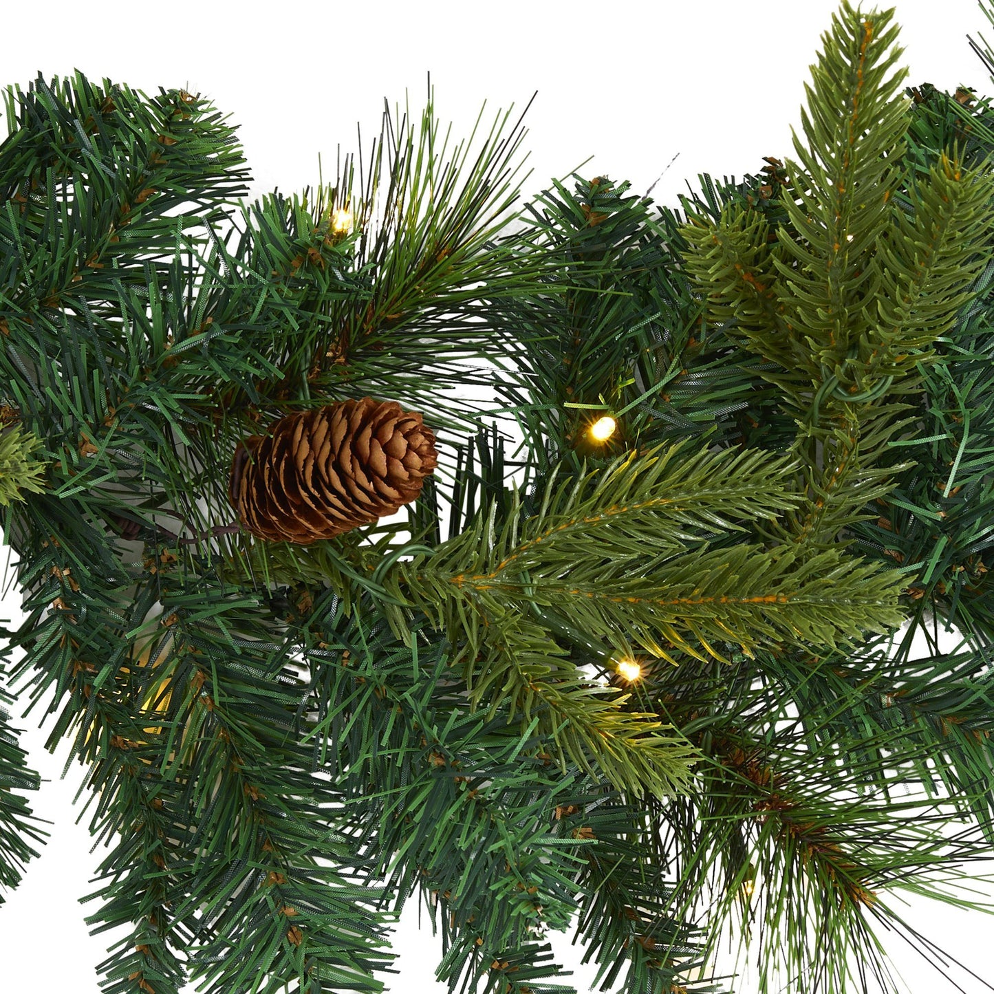 6’ Mixed Pine and Pinecone Artificial Garland with 35 Clear LED Lights ...