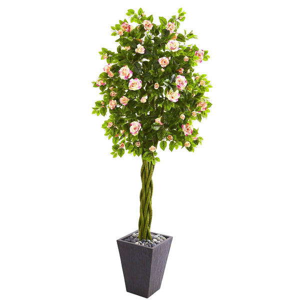 6’ Rose Artificial Tree in Slate Planter