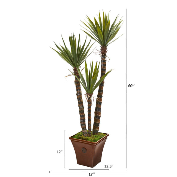 60” Yucca Artificial Tree in Brown Planter