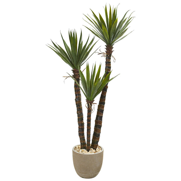 60” Yucca Artificial Tree in Sandstone Planter