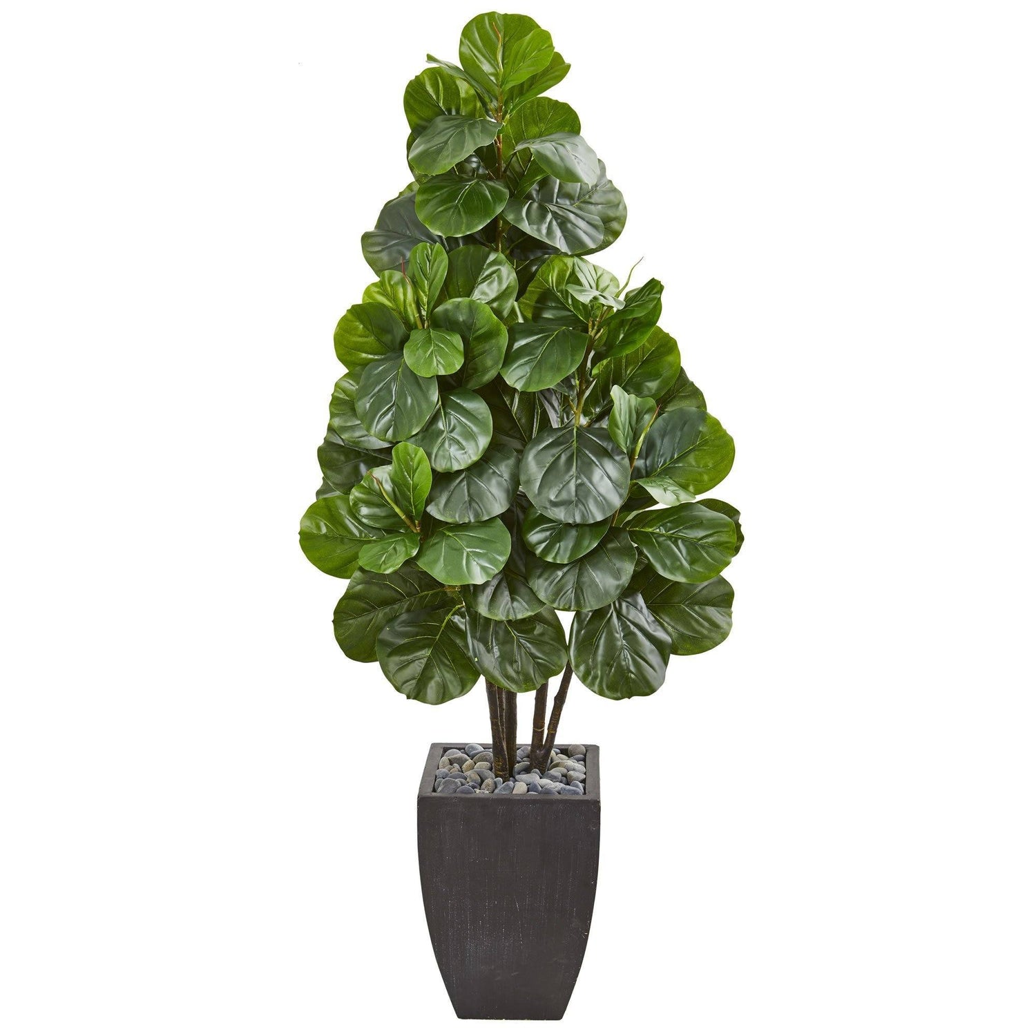 63’ Fiddle Leaf Fig Artificial Tree in Black Planter