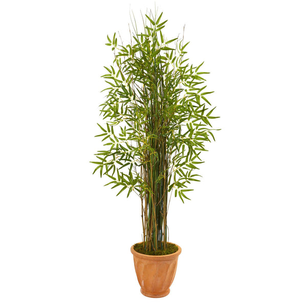 64” Bamboo Grass Artificial Plant in Terra-Cotta Planter | Nearly Natural