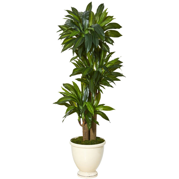 64” Corn Stalk Dracaena Artificial Plant in Urn Planter (Real Touch ...