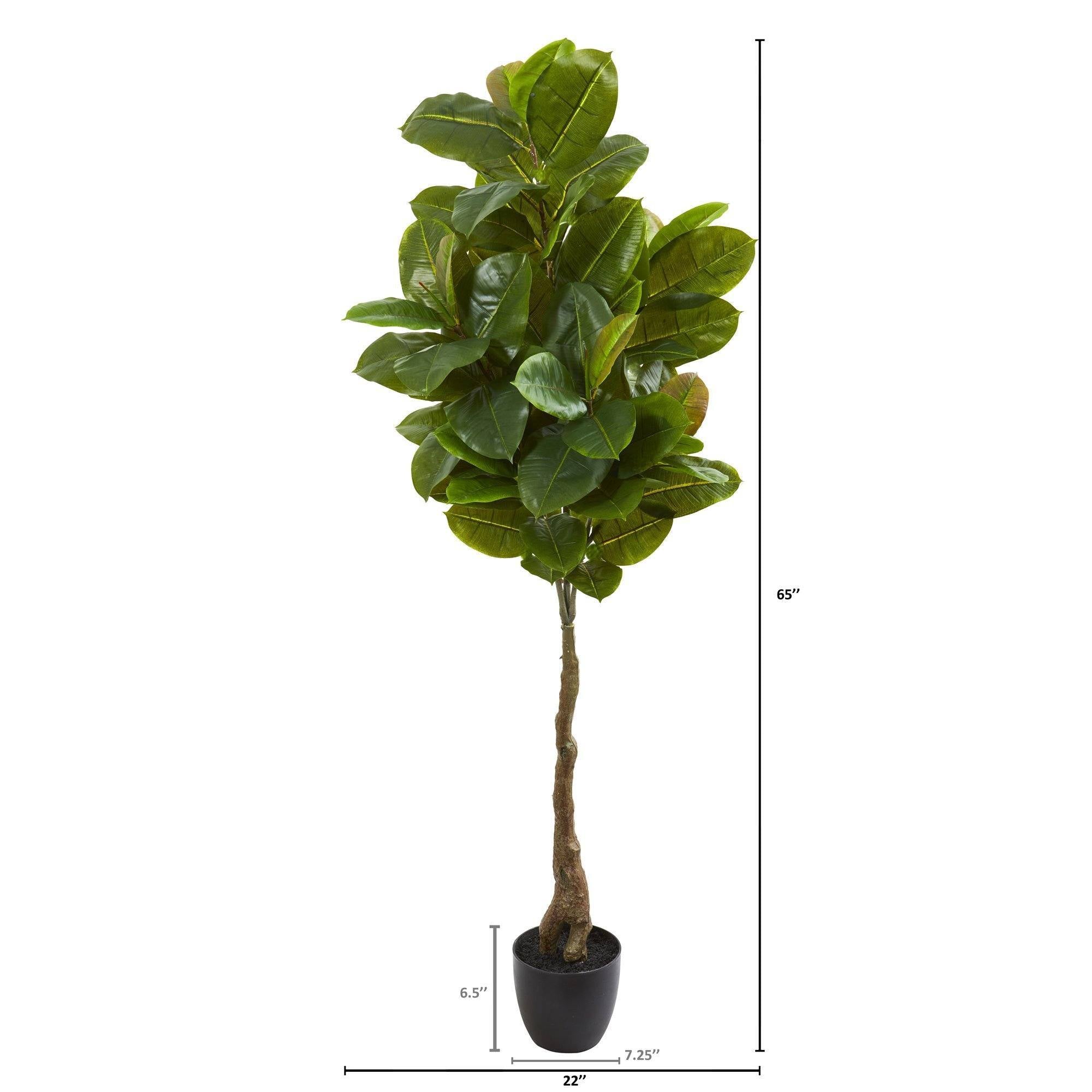 65” Rubber Leaf Artificial Tree (Real Touch) | Nearly Natural