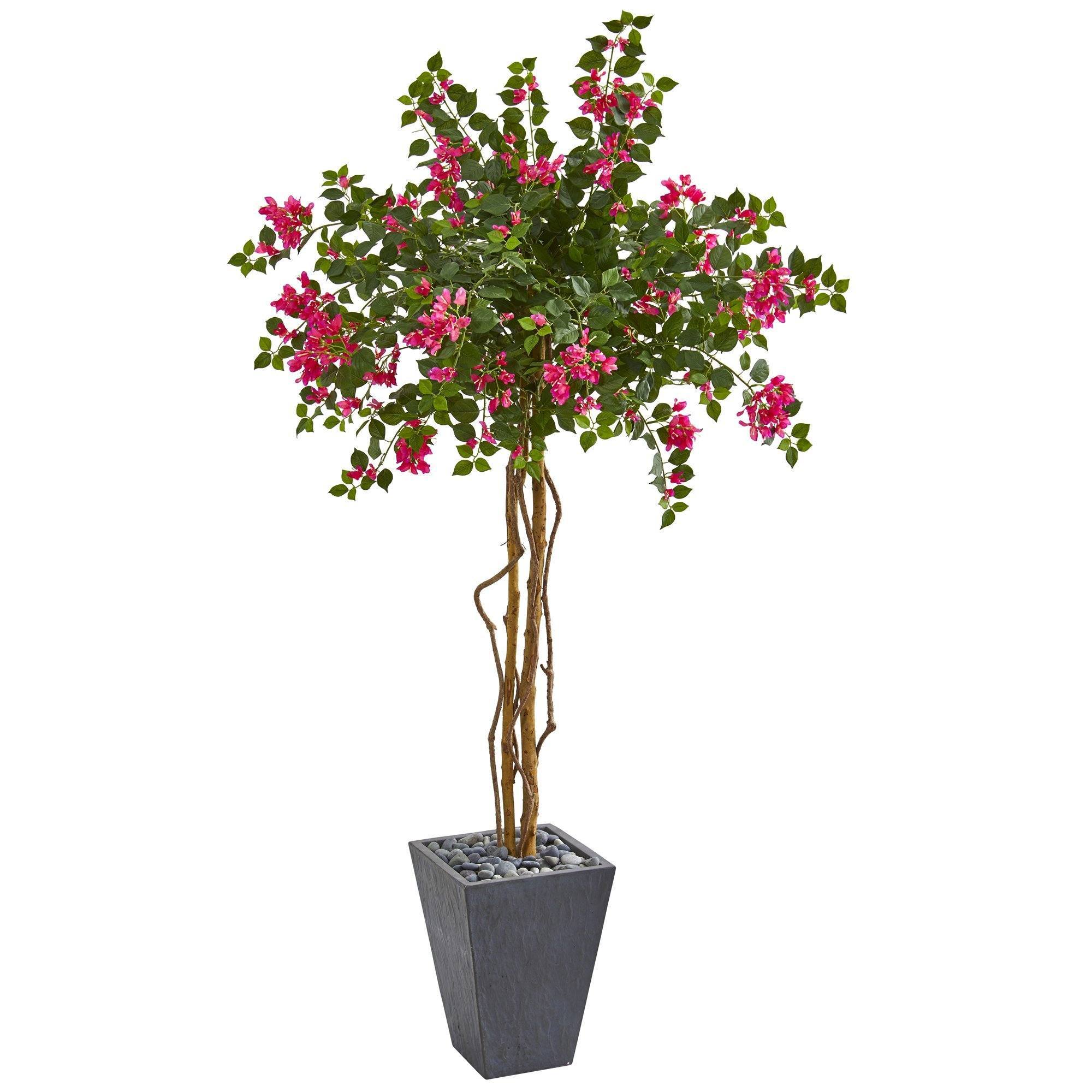 6.5’ Bougainvillea Artificial Tree in Decorative Planter | Nearly Natural