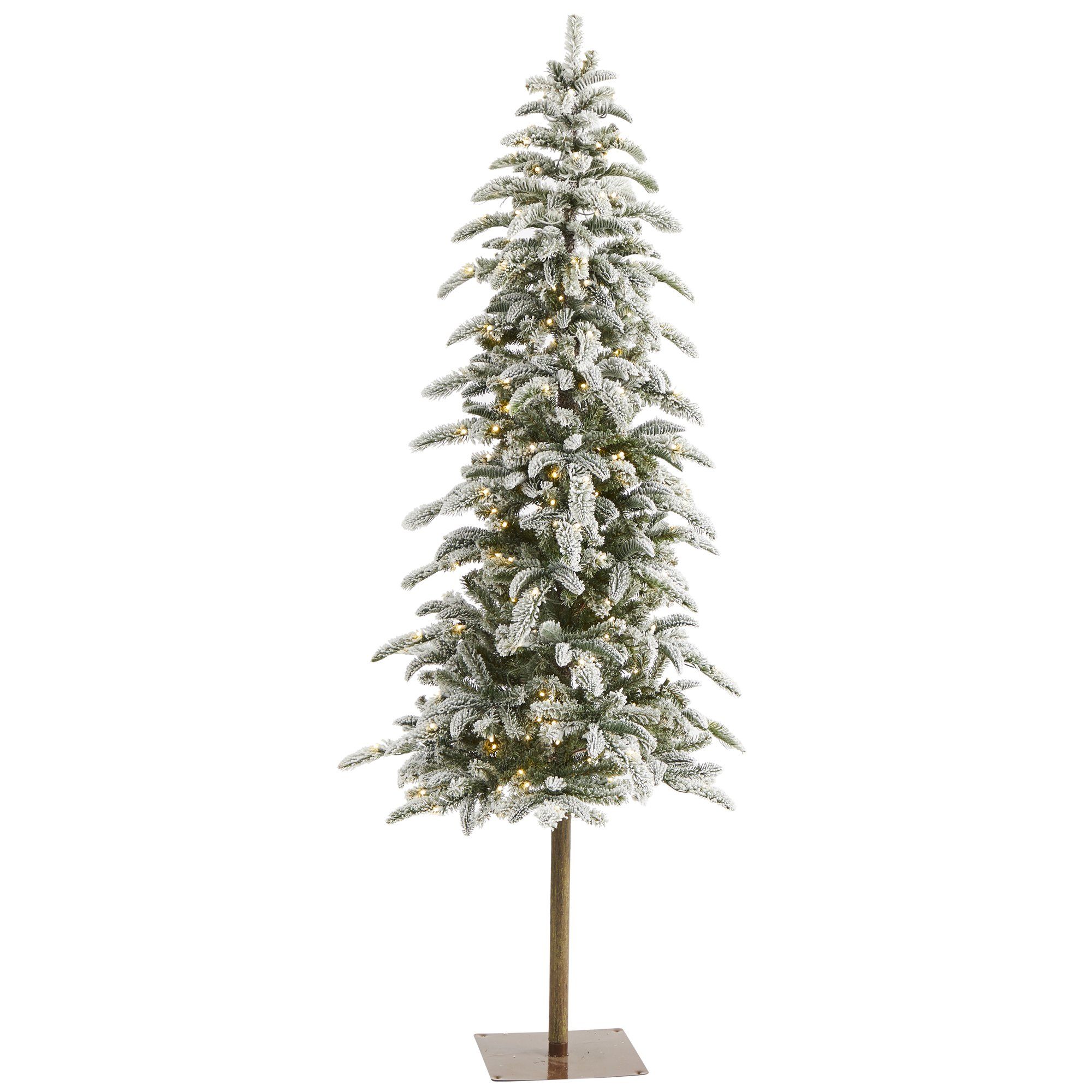 6.5’ Flocked Washington Alpine Christmas Artificial Tree with 250 White ...