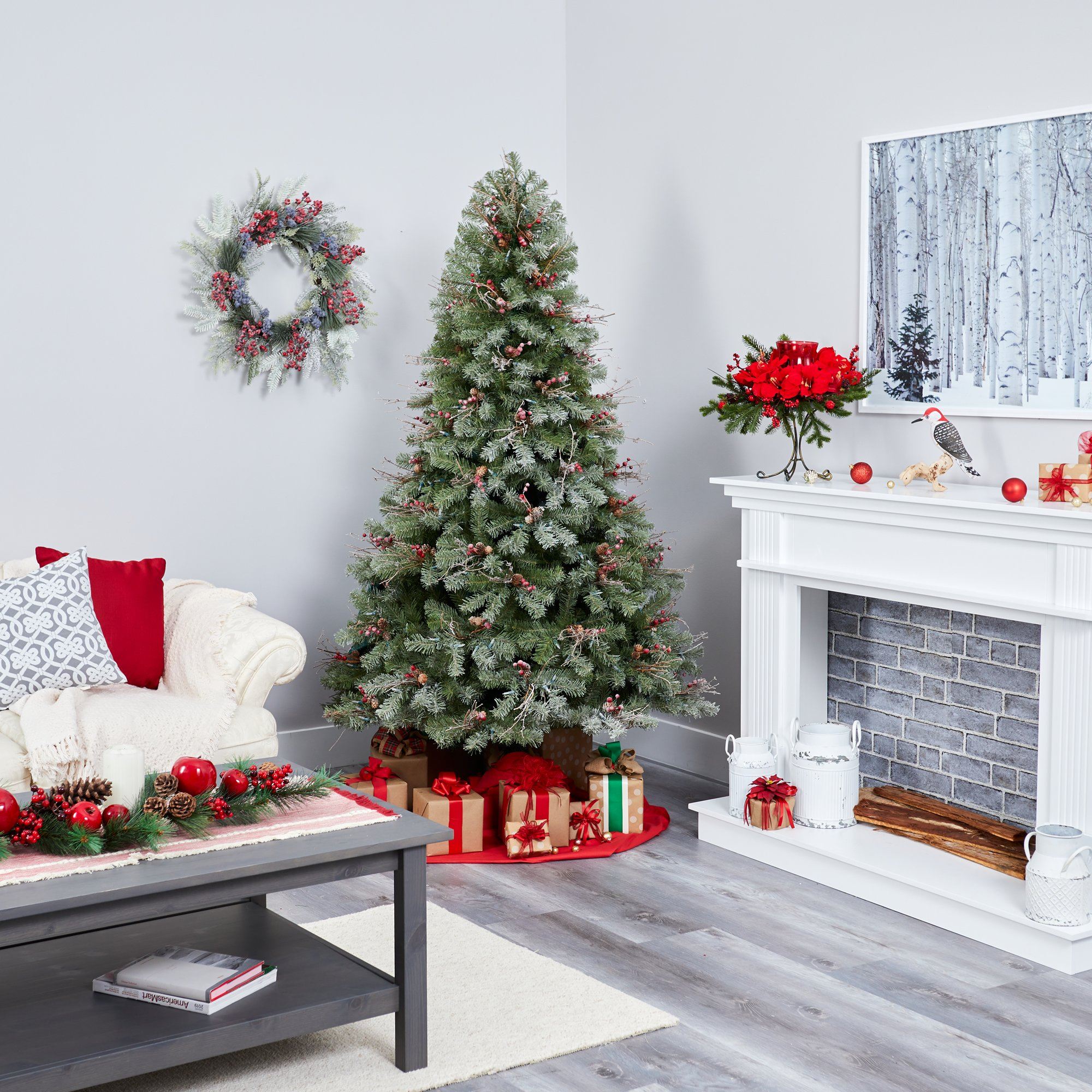 Frosted artificial christmas sale tree