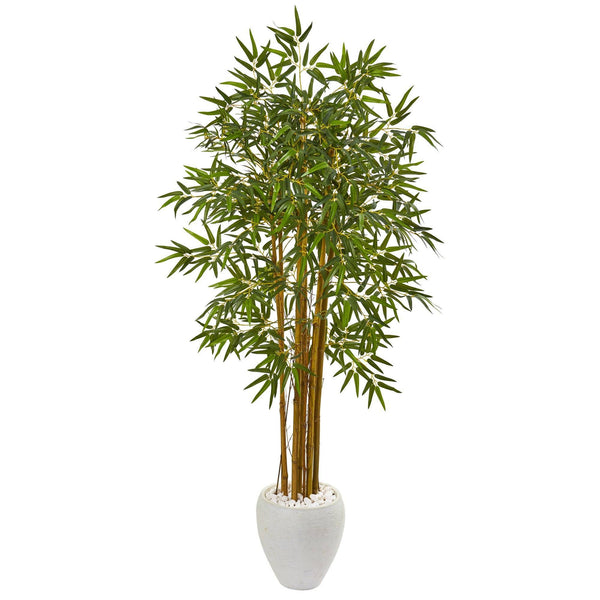 65” Multi Bambusa Bamboo Artificial Tree In White Planter 