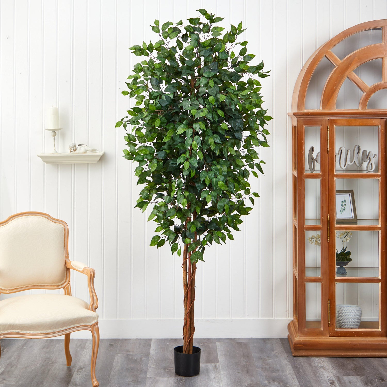 NearlyNatural Artificial 8 ft Tall Large Ficus Tree with 1500+ Leaves