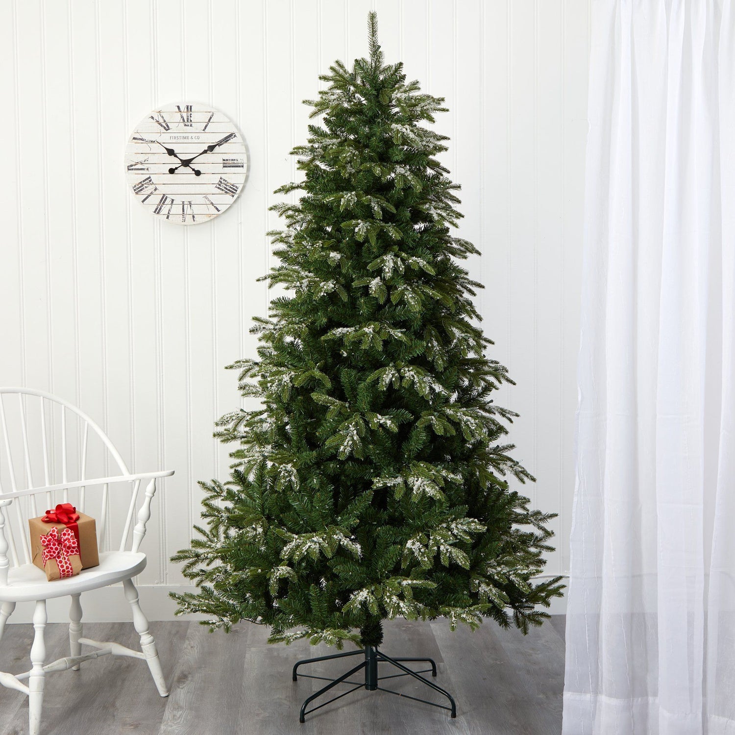 7’ Snowed Grand Teton Artificial Christmas Tree with 500 Clear Lights and 1050 Bendable Branches