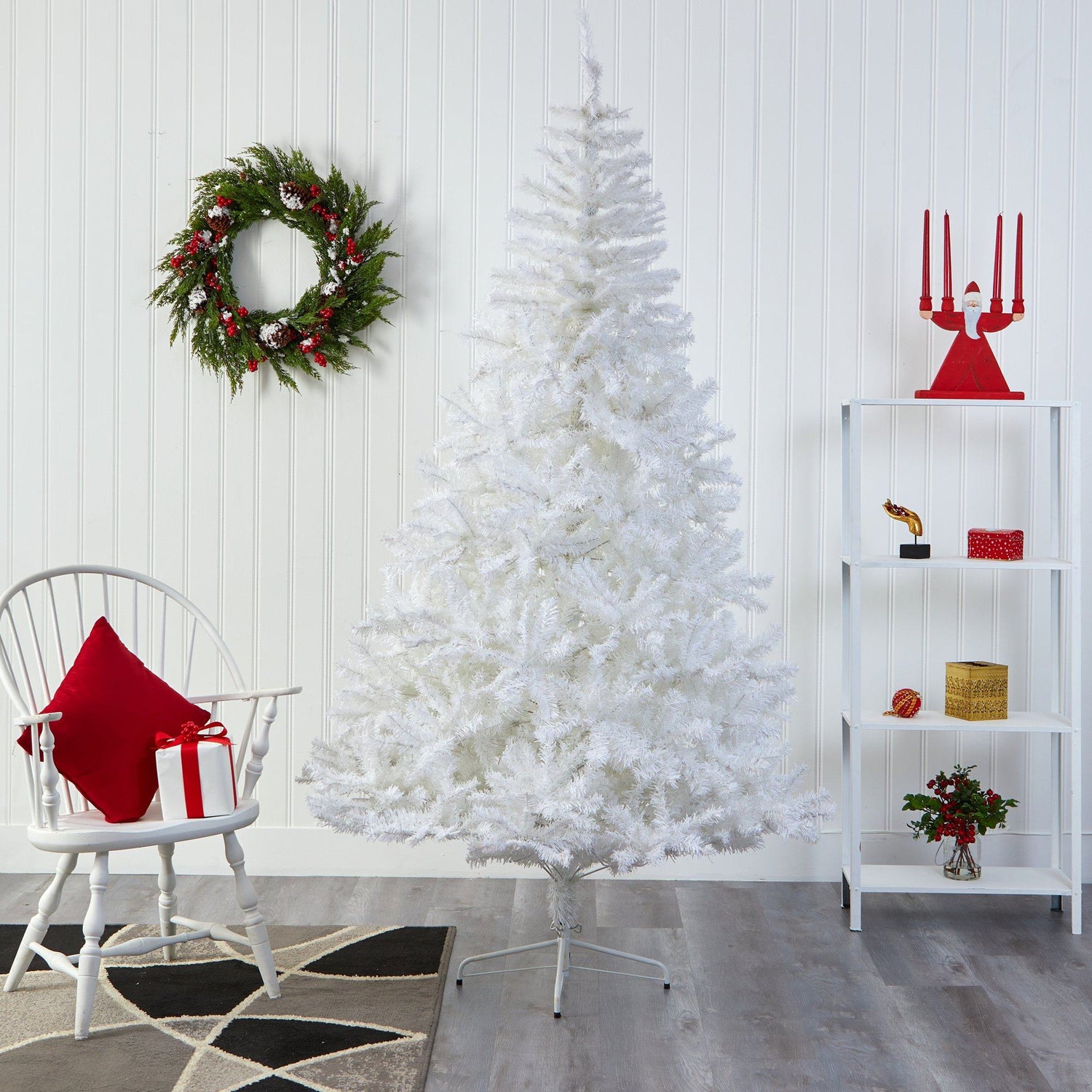 7' White Artificial Christmas Tree with 1000 Bendable Branches