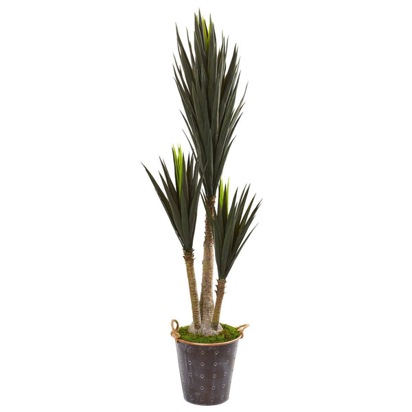 70” Yucca Artificial Plant in Metal Planter