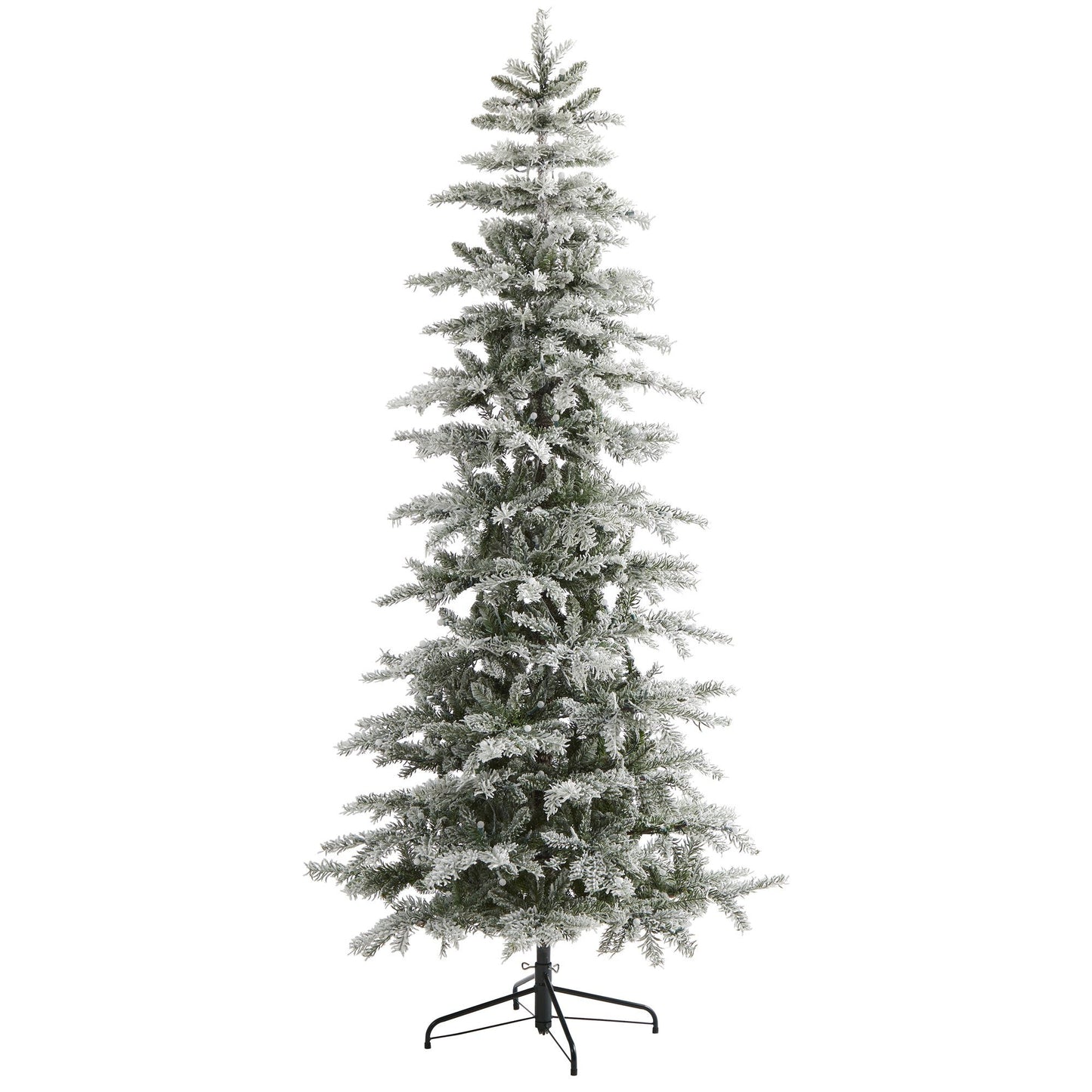 7.5’ Slim Flocked Nova Scotia Spruce Artificial Christmas Tree with 450 ...