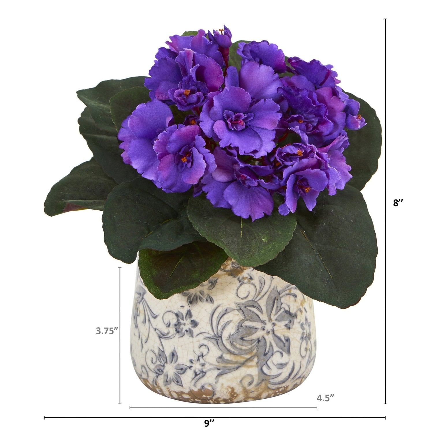 8” African Violet Artificial Plant in Floral Design Vase (Set of 2)